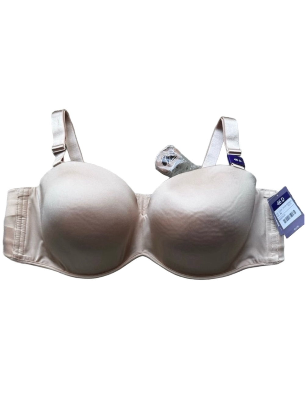 NWT Catherines Strapless Multi-Way Bra 46D Halter Racerback Single Strap Nude
